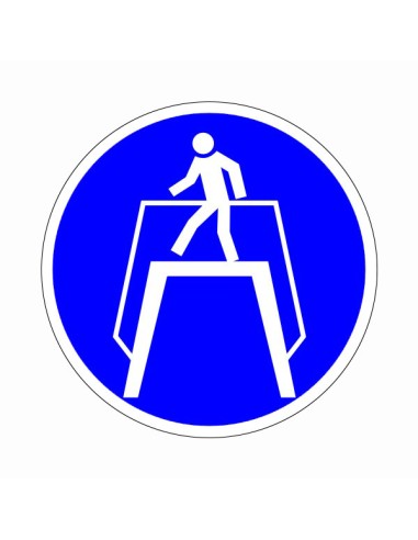 Kék kör alakú piktogram fehér emberi alak felüljárón áthaladva