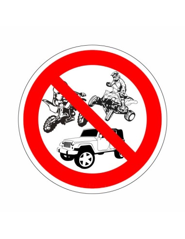 Motorral, quaddal, terepjáróval behajtani tilos tiltó piktogram öntapadós vinil alapanyagból