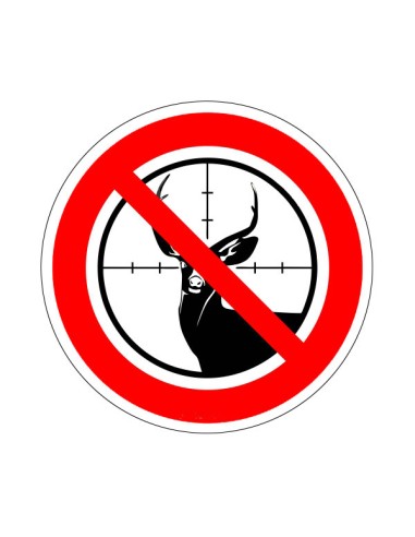 Vadászni tilos piktogram öntapadós vinil matrica piros tiltó körrel és szarvas sziluettel