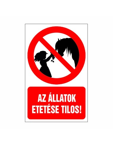 Az állatok etetése tilos piktogram piros körrel és szöveggel