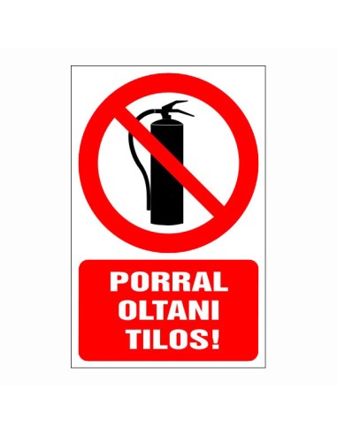 Porral oltani tilos tiltó piktogram piros körrel és szöveggel