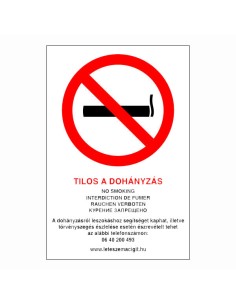 TILOS A DOHÁNYZÁS (4 nyelvű)