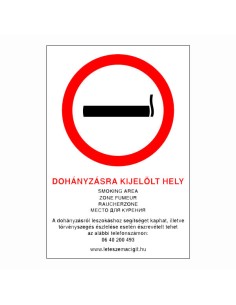 DOHÁNYZÁSRA KIJELÖLT HELY (4 nyelvű)