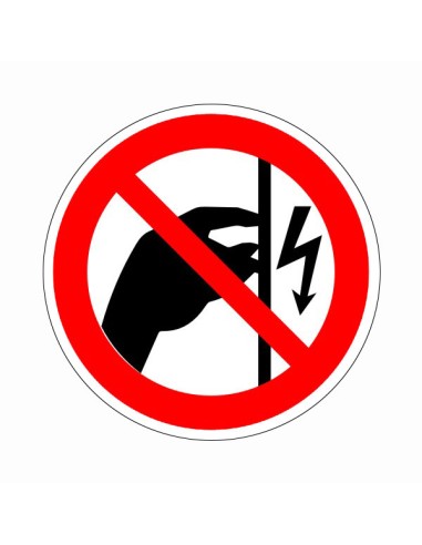 Feszültség alatt érinteni tilos tiltó piktogram öntapadós vinil matricán