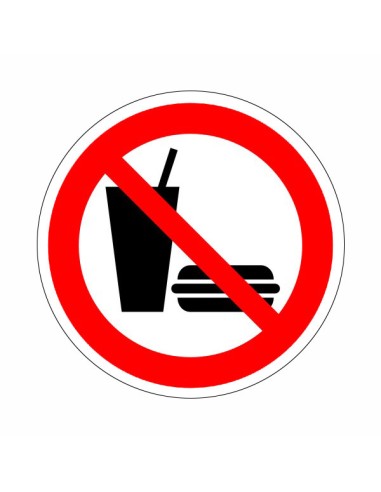 Evés és ivás tilalmát jelző öntapadós vinil piktogram piros körrel és áthúzással
