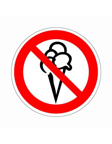 Fagylalttal belépni tilos piktogram piros körben fekete fagylalt ikon