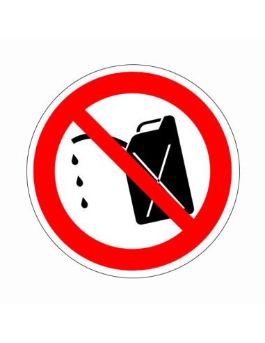 Olajos és benzines kannát bevinni tilos tiltó piktogram piros körben