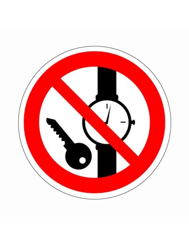 Órával és fém tárggyal belépni tilos tiltó piktogram öntapadós vinil