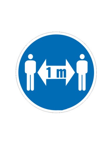 Kék kör alakú matrica fehér 1 méteres távolságtartás jelzéssel