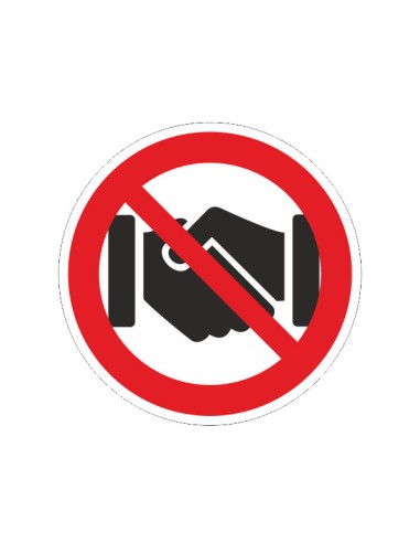 Kézfogás tilos tábla piros körben fekete kézfogás szimbólummal áthúzva
