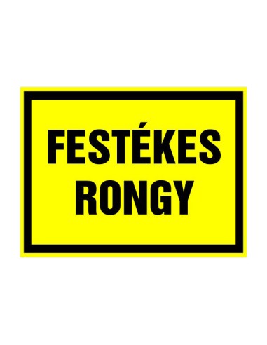 Festékes rongy hulladékkezelési tábla sárga alapon fekete betűkkel