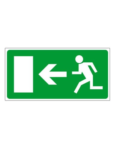 Menekülési út, vészkijárat balra zöld biztonsági jel 30x15 cm
