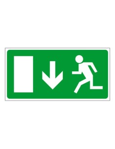 Menekülési út, vészkijárat le, ajtó balra