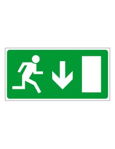 Menekülési út, vészkijárat le, ajtó jobbra