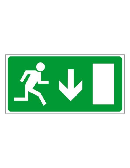 Menekülési út, vészkijárat le, ajtó jobbra