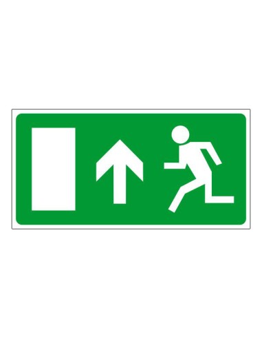 Menekülési út, vészkijárat jel felfelé nyíllal és balra nyíló ajtó szimbólummal