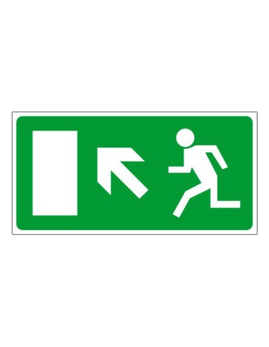 Menekülési út vészkijárat balra fel zöld jelzés fehér futó ember szimbólummal