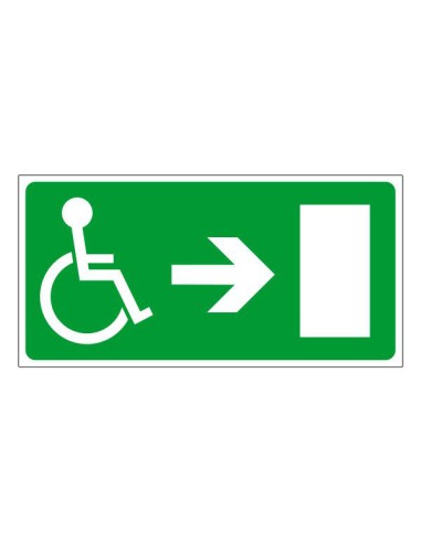 Menekülési út jelzés kerekesszékkel jobbra zöld háttéren