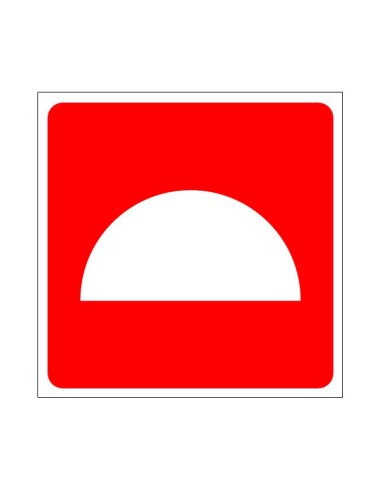 Tűzjelző tűzvédelmi jelzés piros alapon fehér félkörrel