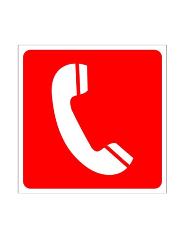 Tűzbejelentő telefon jelzőtábla piros alapon fehér telefon ikon