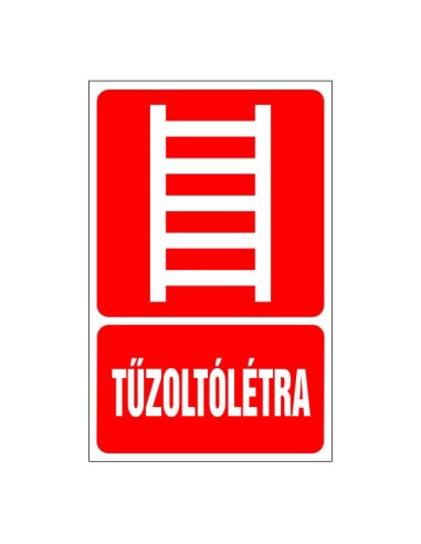 Tűzoltólétra tűzvédelmi jelzés piros alapon fehér létra szimbólummal