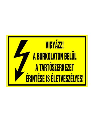 Villamossági figyelmeztető felirat sárga alapon fekete villám jellel