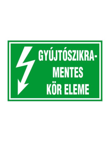 Gyújtószikramentes kör eleme zöld villamossági felirat fehér szöveggel