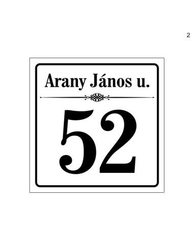 Házszámtábla 1711 fekete-fehér, közterület névvel és házszámmal